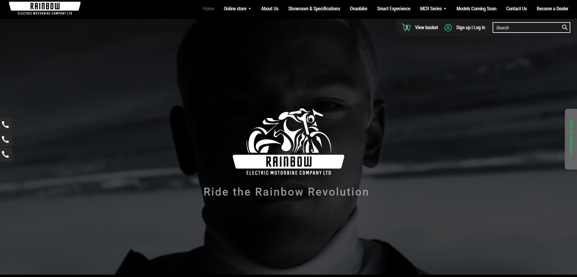 A website design for an electric motorbike company