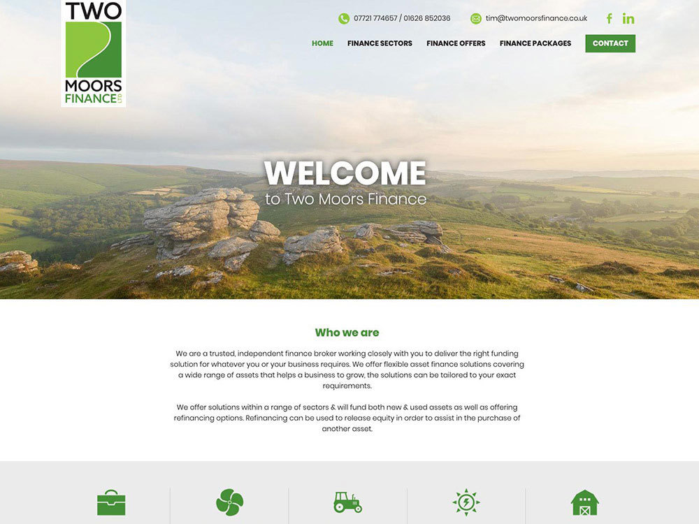 The Two Moors Finance website created by it'seeze Exeter