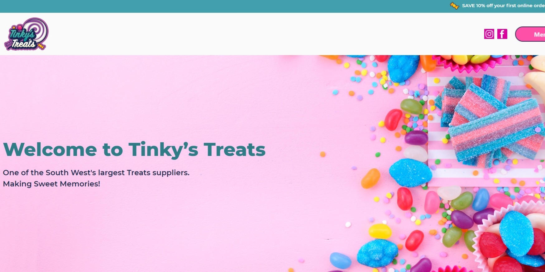 Tinky's Treats a website screen grab