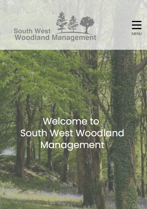 A responsive web design for a woodland management company shown on mobile.