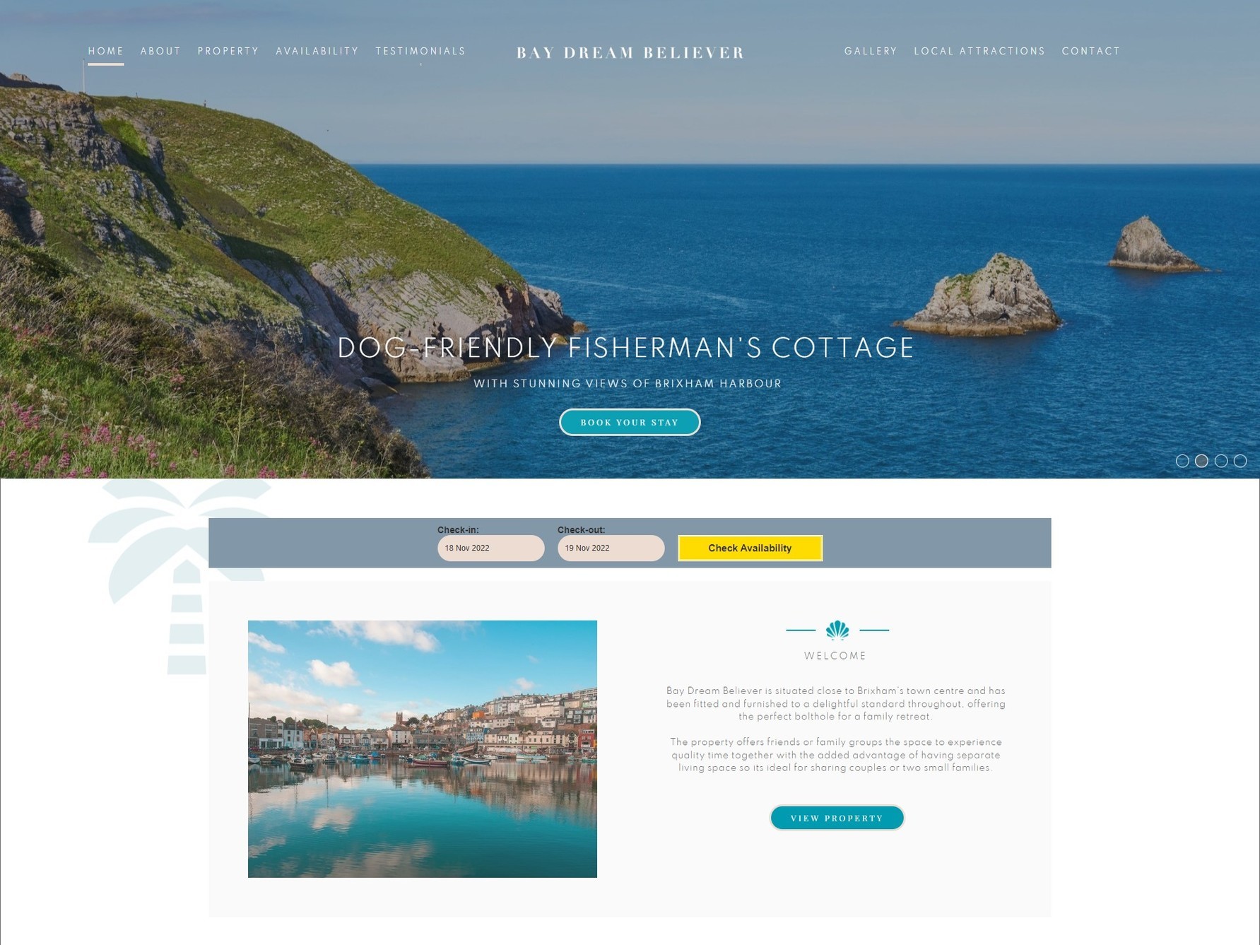 A web design for a company offering accommodation