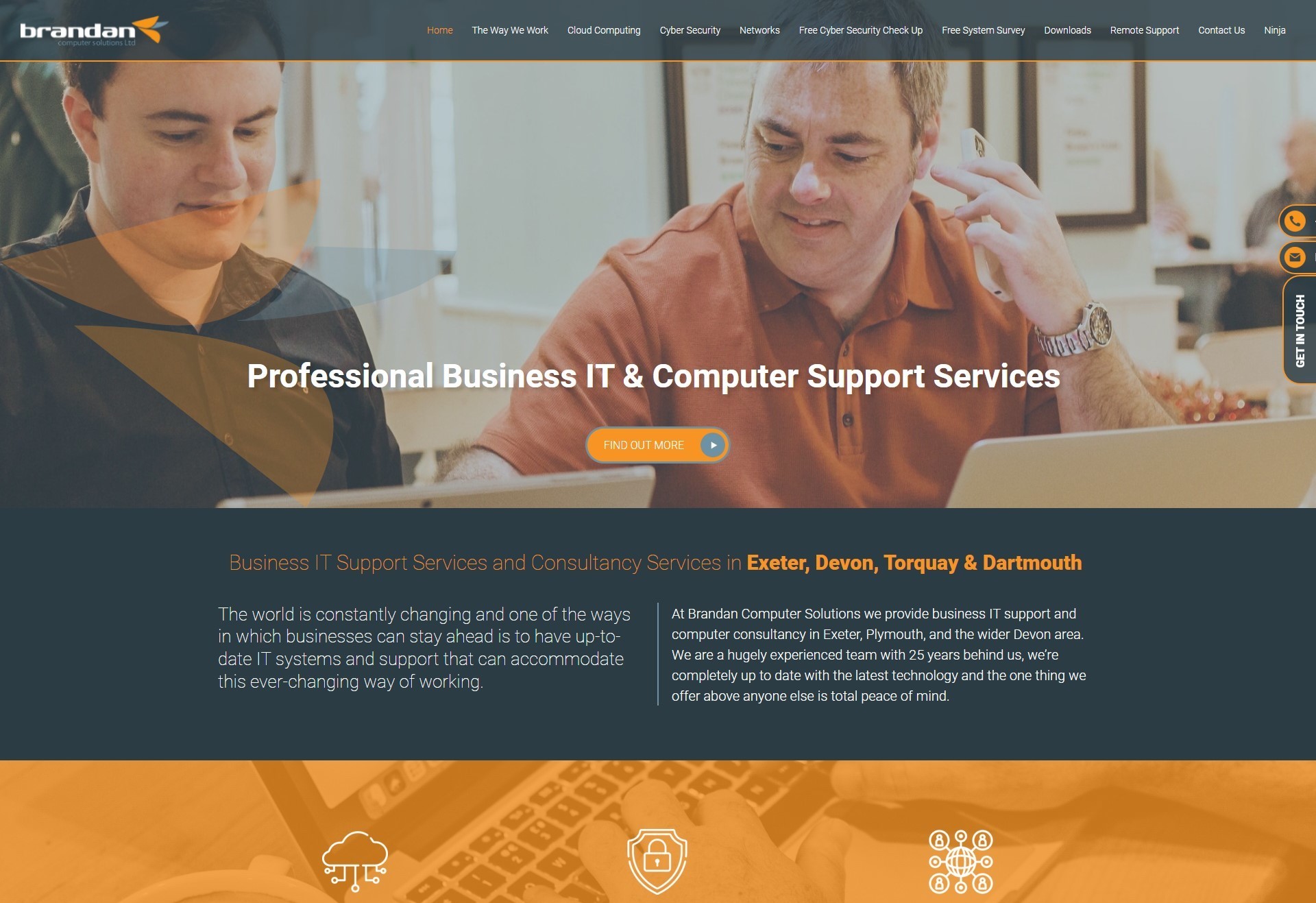 A responsive web design showcasing an IT and Computing Service on desktop.