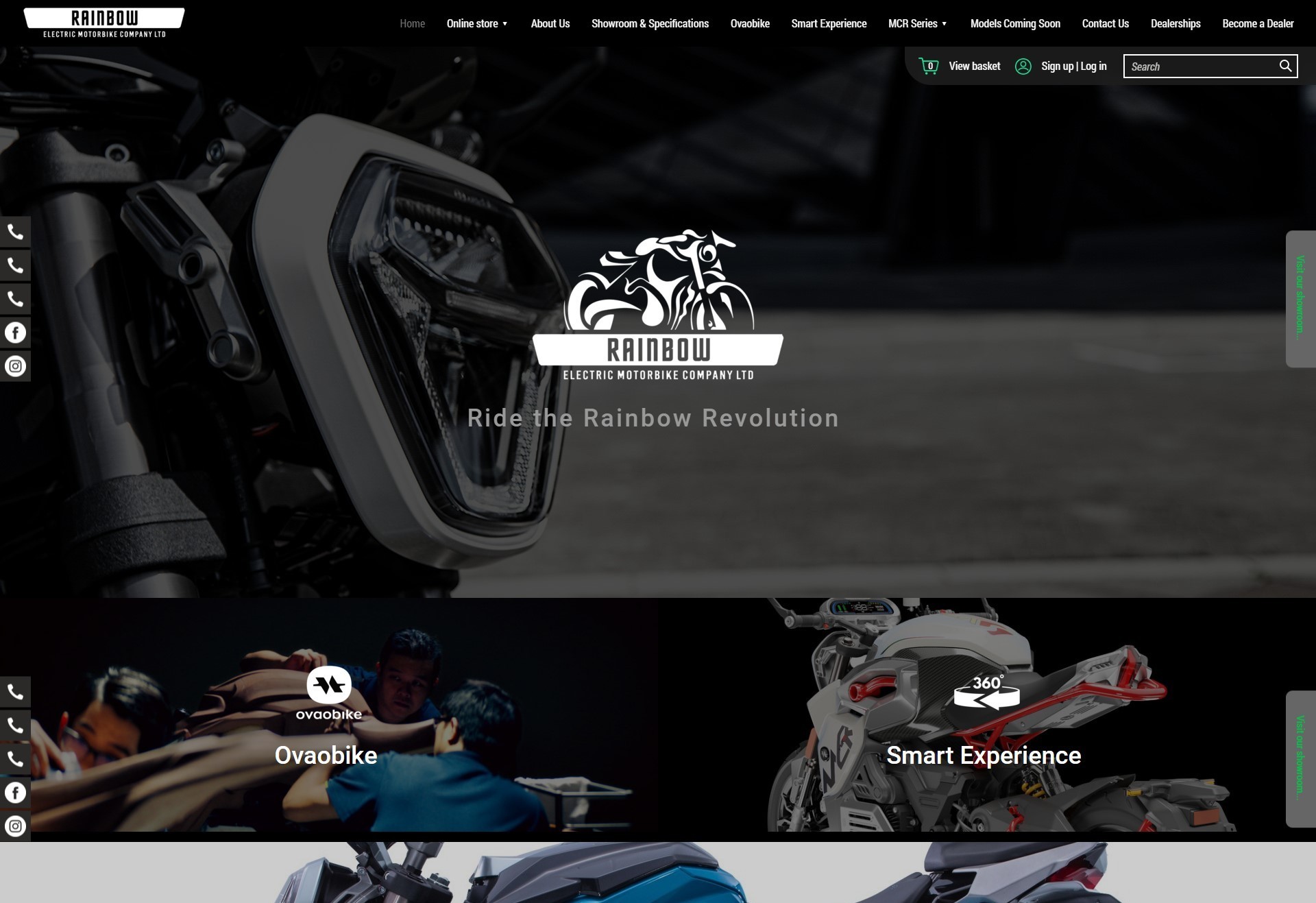 A responsive, sleek web design for a motorbike company shown on desktop.