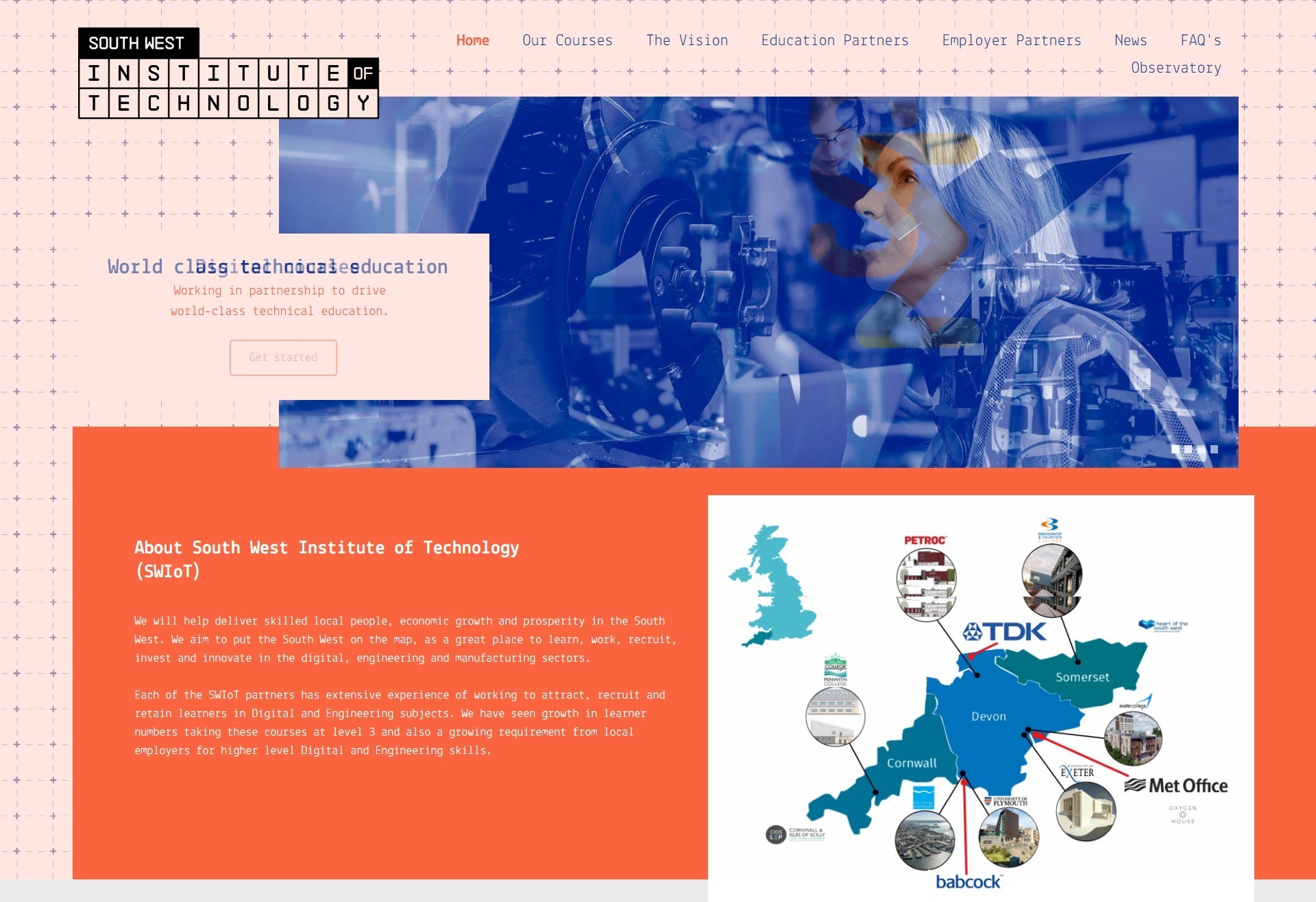 A responsive web design for the Institute of Technology, displayed on a desktop.