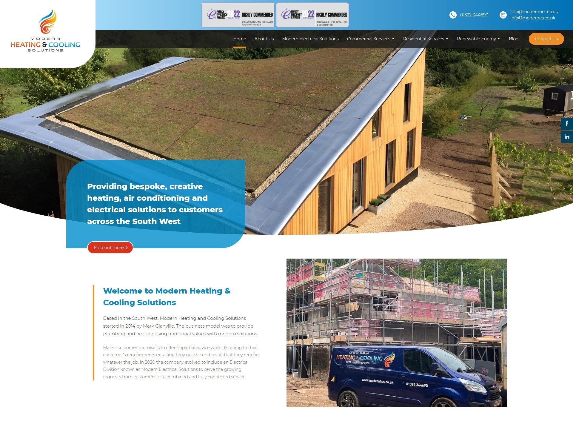 A web design for a heating and cooling solution company